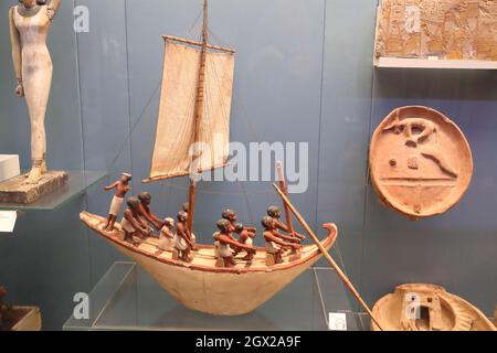 Bateau modèle égyptien au British Museum, Londres, Royaume-Uni Banque D'Images