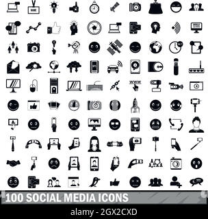 100 social media icons set dans un style simple Illustration de Vecteur