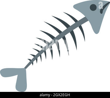 L'icône d'os de poissons, style plat Illustration de Vecteur