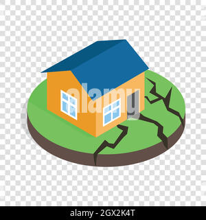 Chambre après un tremblement de l'icône isométrique Illustration de Vecteur