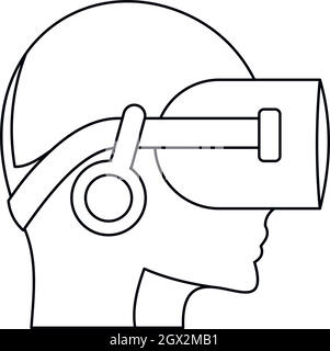 L'icône casque Vr, style contour Illustration de Vecteur