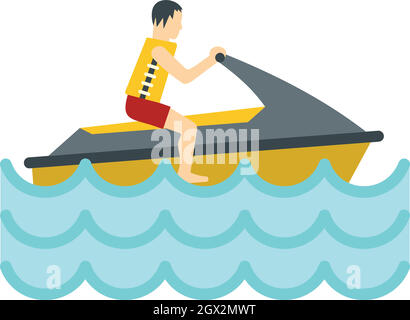 Jet ski rider, icône de style plat Illustration de Vecteur