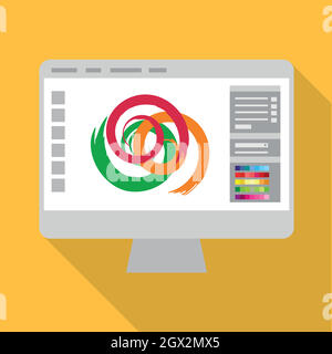 L'icône du moniteur, style plat Illustration de Vecteur