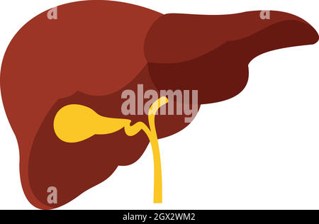 L'icône du foie, style plat Illustration de Vecteur