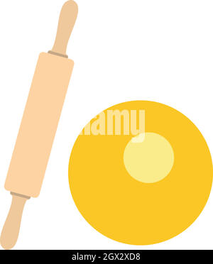 Rouleau à pâtisserie et la pâte, l'icône de style plat Illustration de Vecteur