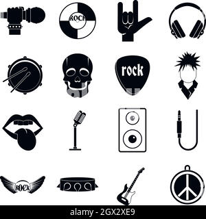 La musique rock icons set, le style simple Illustration de Vecteur