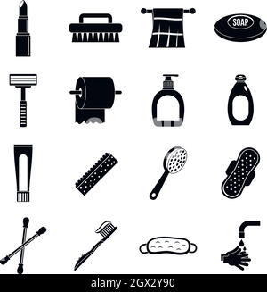 Des outils d'hygiène icons set, le style simple Illustration de Vecteur