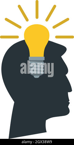 Idée de l'ampoule, l'icône de style plat Illustration de Vecteur