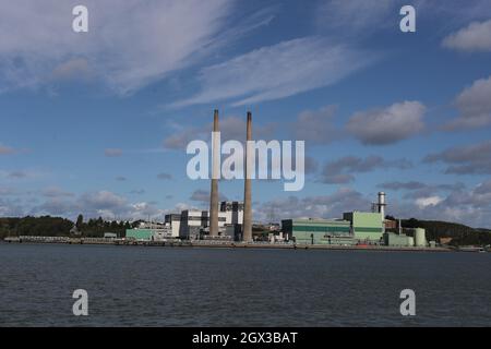 Vue générale de la centrale à turbine à gaz à cycle combiné de Great Island, Co Wexford. Date de la photo: Mercredi 29 septembre 2021. Banque D'Images