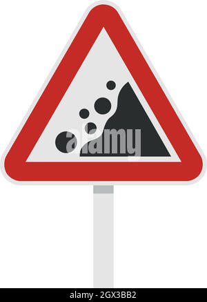 Signe de la circulation d'éboulement, icône de style plat Illustration de Vecteur