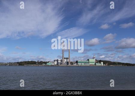 Vue générale de la centrale à turbine à gaz à cycle combiné de Great Island, Co Wexford. Date de la photo: Mercredi 29 septembre 2021. Banque D'Images