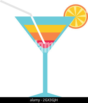 Cocktail de plage, l'icône de style plat Illustration de Vecteur