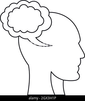 Les nuages et la tête humaine, l'icône de style contour Illustration de Vecteur