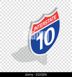 Interstate highway sign icône isométrique Illustration de Vecteur