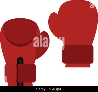 Gants de boxe rouge, icône de style plat Illustration de Vecteur