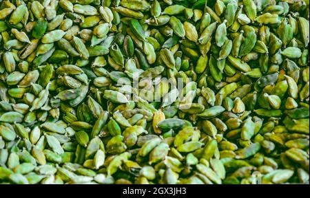 cardamon couleur vert fond horizontal texture cardamome Banque D'Images