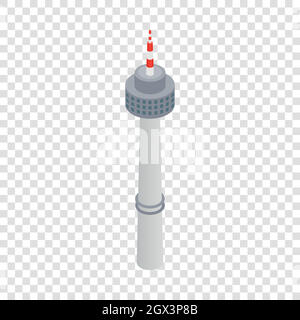 Dans la Tour de Séoul sur l'icône isométrique Illustration de Vecteur