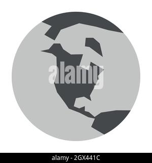 Globe terrestre simplifié avec carte du monde axée sur l'Amérique du Nord. Illustration vectorielle. Illustration de Vecteur