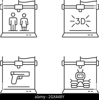 Créer un ensemble d'icônes linéaires de modèles 3d Illustration de Vecteur