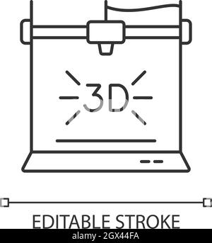 icône linéaire de l'imprimante 3d Illustration de Vecteur