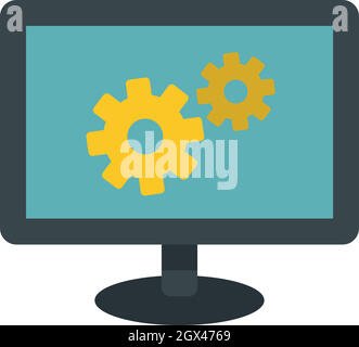 L'icône des réglages du moniteur, style plat Illustration de Vecteur