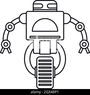 Robot au style du contour, l'icône de roue Illustration de Vecteur