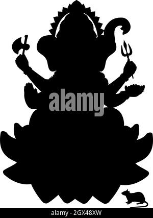 Silhouette de la déesse indienne Genesha. Bonne Genesha Chaturhti. Festival Pancha Ganapati. Icône de symbole d'illustration Illustration de Vecteur