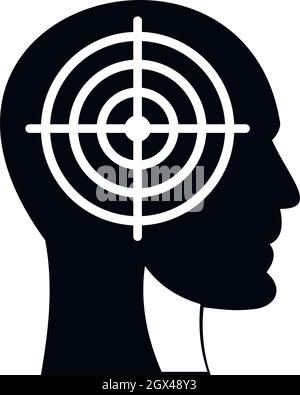 Réticule dans la tête humaine, l'icône de style simple. Illustration de Vecteur