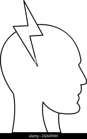 L'alimentation électrique dans la tête humaine, l'icône de style contour Illustration de Vecteur