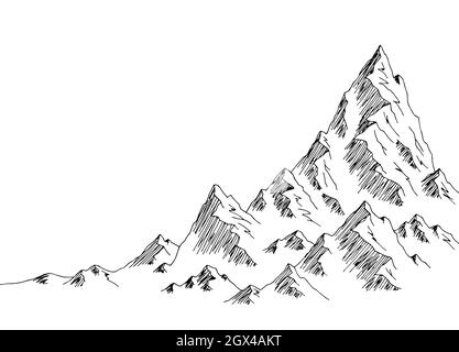 Mountain top graphique noir blanc paysage dessin illustration vecteur Illustration de Vecteur