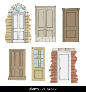 Les portes définissent la couleur graphique isolé esquisse vecteur d'illustration Illustration de Vecteur
