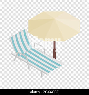 Chaise longue et parasol icône isométrique Illustration de Vecteur