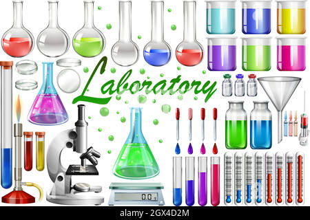 Outils et équipements de laboratoire Illustration de Vecteur