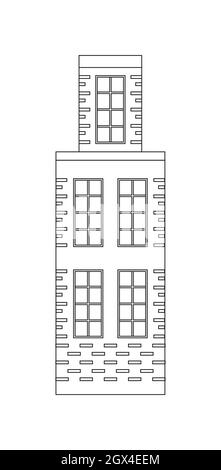 Ancien bâtiment, icône de ligne de bibliothèque en style de contour. Enseigne de l'hôtel ou du bureau. Illustration de l'école, de l'académie, de l'hôpital devant la vue. Illustration de Vecteur