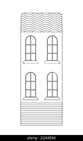 Ancien bâtiment, icône de ligne de bibliothèque en style de contour. Enseigne de l'hôtel ou du bureau. Illustration de l'école, de l'académie, de l'hôpital devant la vue. Illustration de Vecteur