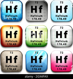 Un bouton montrant l'élément Hafnium Illustration de Vecteur