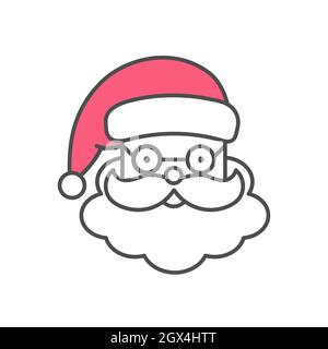 Vecteur d'icône de ligne mince du Père Noël en style de contour isolé sur fond blanc. Illustration de Vecteur