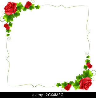 Une bordure florale avec des roses rouges Illustration de Vecteur