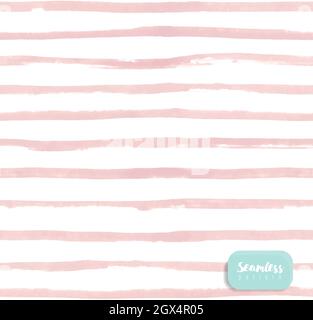 Arrière-plan vectoriel sans couture avec bandes aquarelle dessinées à la main, motif rose Illustration de Vecteur