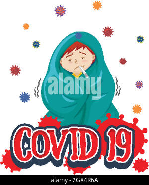 Affiche pour le thème du coronavirus avec un garçon malade Illustration de Vecteur