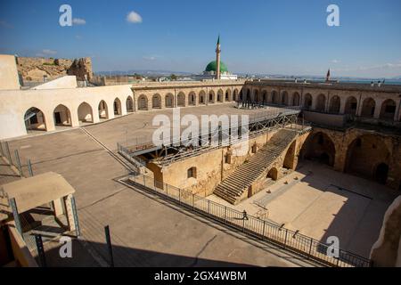 Prison d'Akko.C'est une ancienne prison du mandat britannique pour les autorités palestiniennes et musée actuel. Banque D'Images