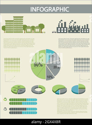 Un infographique avec des graphiques à secteurs Illustration de Vecteur