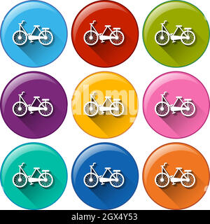 Boutons avec bicyclettes Illustration de Vecteur