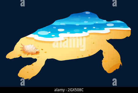 Sauvez le thème de la faune avec la tortue de mer Illustration de Vecteur