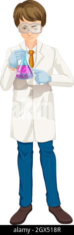 Un scientifique tenant un bécher Illustration de Vecteur