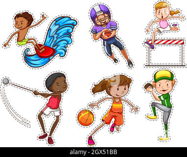 Les gens qui font différents types de sport Illustration de Vecteur