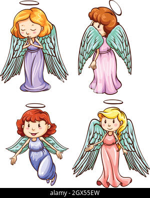 Esquisses simples d'anges Illustration de Vecteur