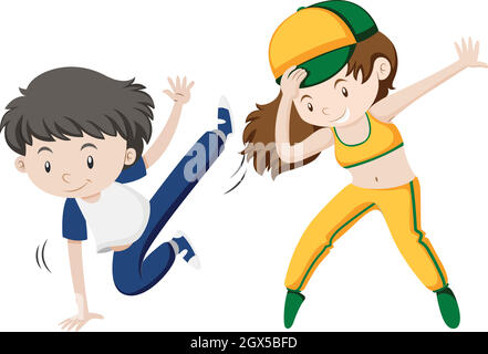 Homme et femme qui font de la danse hiphop Illustration de Vecteur