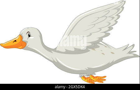 Un canard volant sur fond blanc Illustration de Vecteur