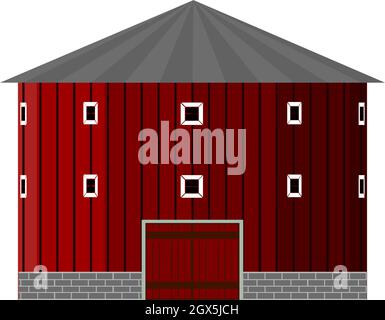 Illustration circulaire de la maison en forme de Grange rouge vecteur sur fond blanc Illustration de Vecteur
